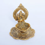 Kridaykraft Aluminium Metal Ganesh Diya with Swastik Engraved in Hand Hath Deepak Ganesh Gold Plated (10.2 cm x 10.2 cm x 11.5 cm,),