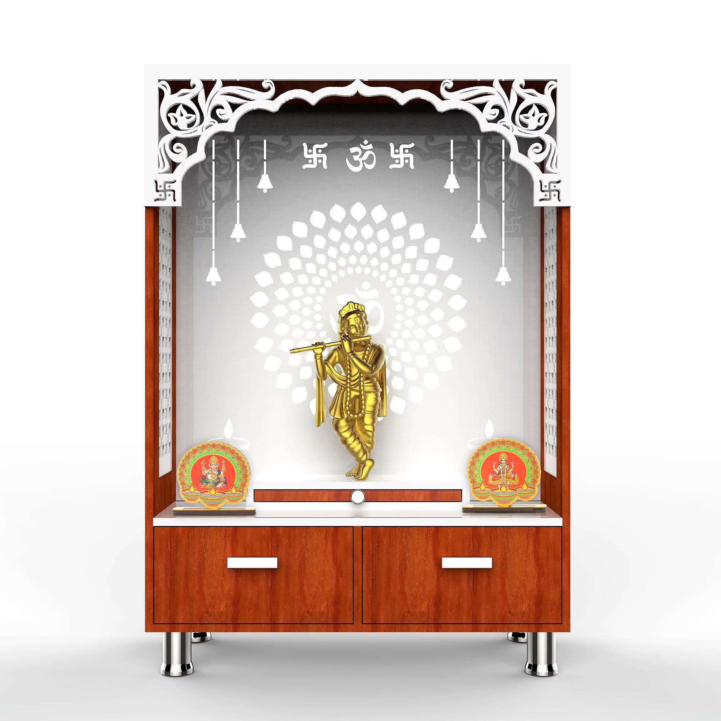 PD Craftozone Decorative Ganpati-MAA Lakshmi Cutouts for Temple and Table | Festival Home Decor for Pooja Stand, Home and Kitchen Temple and Festival Celebration | Golden