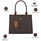 Lavie Luxe Women's Monogram Quad26 Large Tote Handbag | Tote Bag For Work | Ladies purse | Stylish Shoulder Bag | Gift For Women