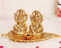 KridayKraft Laxmi Ganesh Metal Statue, Laxmi Ganesh Murti with Diya for Pooja, Ganpati Idol for Home Decor, Gift Your Relatives, Religious Idol Gift Article, Ganesha Showpiece Figurines