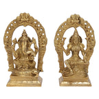 ARTVARKO Brass Ganesha Laxmi Ganesh Lakshmi Bhagwan Idol Sitting Ganpati Murti Metal Statue for Home Office Success Entrance Décor Diwali Pooja Good Luck Gift 8 Inch