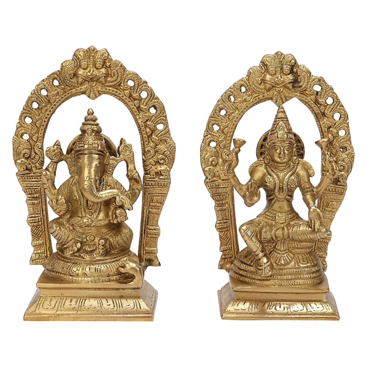 ARTVARKO Brass Ganesha Laxmi Ganesh Lakshmi Bhagwan Idol Sitting Ganpati Murti Metal Statue for Home Office Success Entrance Décor Diwali Pooja Good Luck Gift 8 Inch