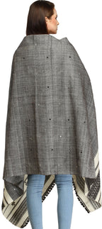 Exotic India Women's Shawl (SHT35_Charcoal Gray_Free Size)