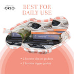 HOUSE OF ORLO: Pinteresty QUILTED 100% Cotton Checked Tote Bags with Zipper for Women - For College, Travel, Work and Daily Use -Small, Terracotta