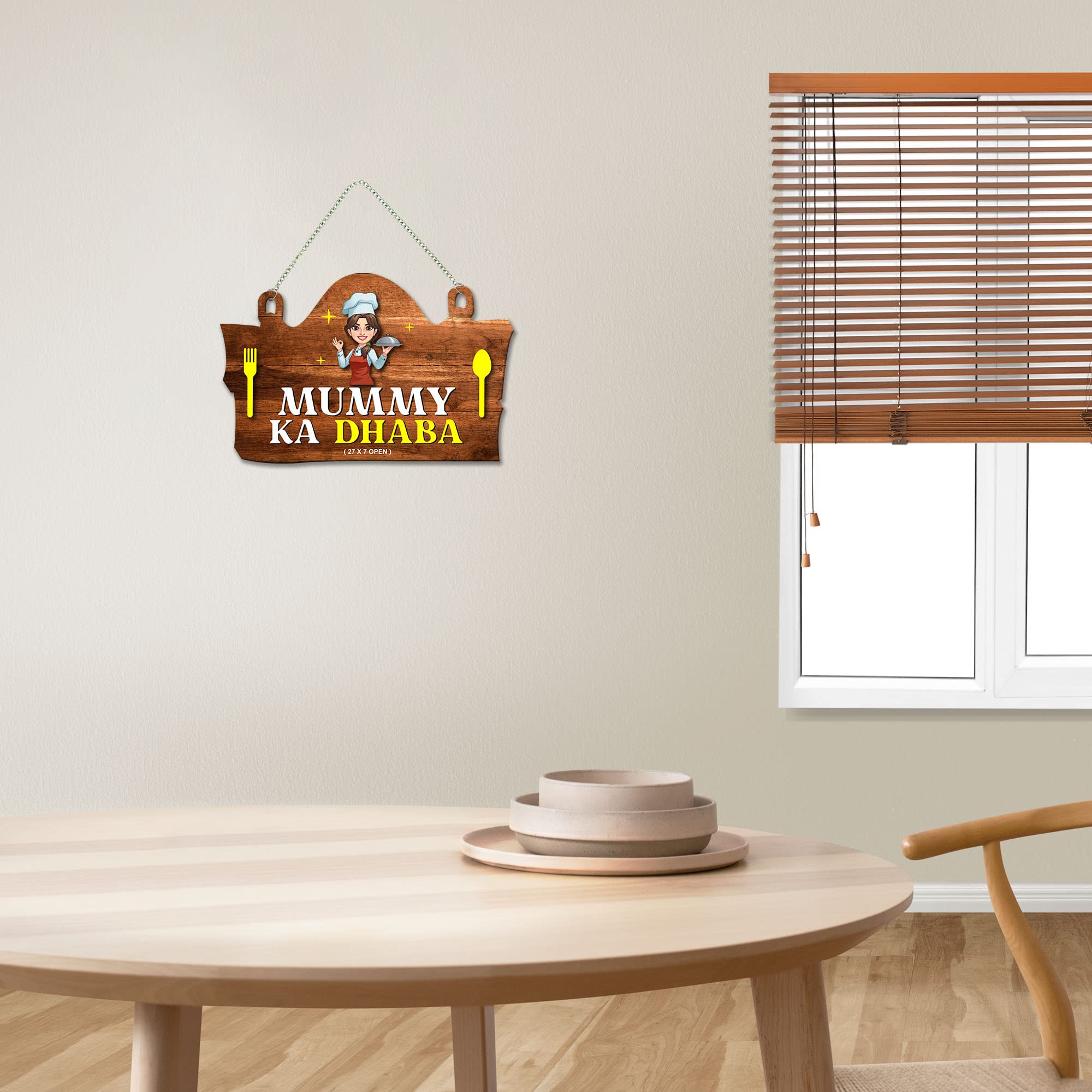 Artvibes Mummy Ka Dhaba Printed Wooden Wall Art For Cafe | Kitchen | Restaurants | Quotes Decor Item | Kitchen Quotes Wall Hanging | Wall Illustrations | Modern Artwork | Gift Items (WH_3701NNV)