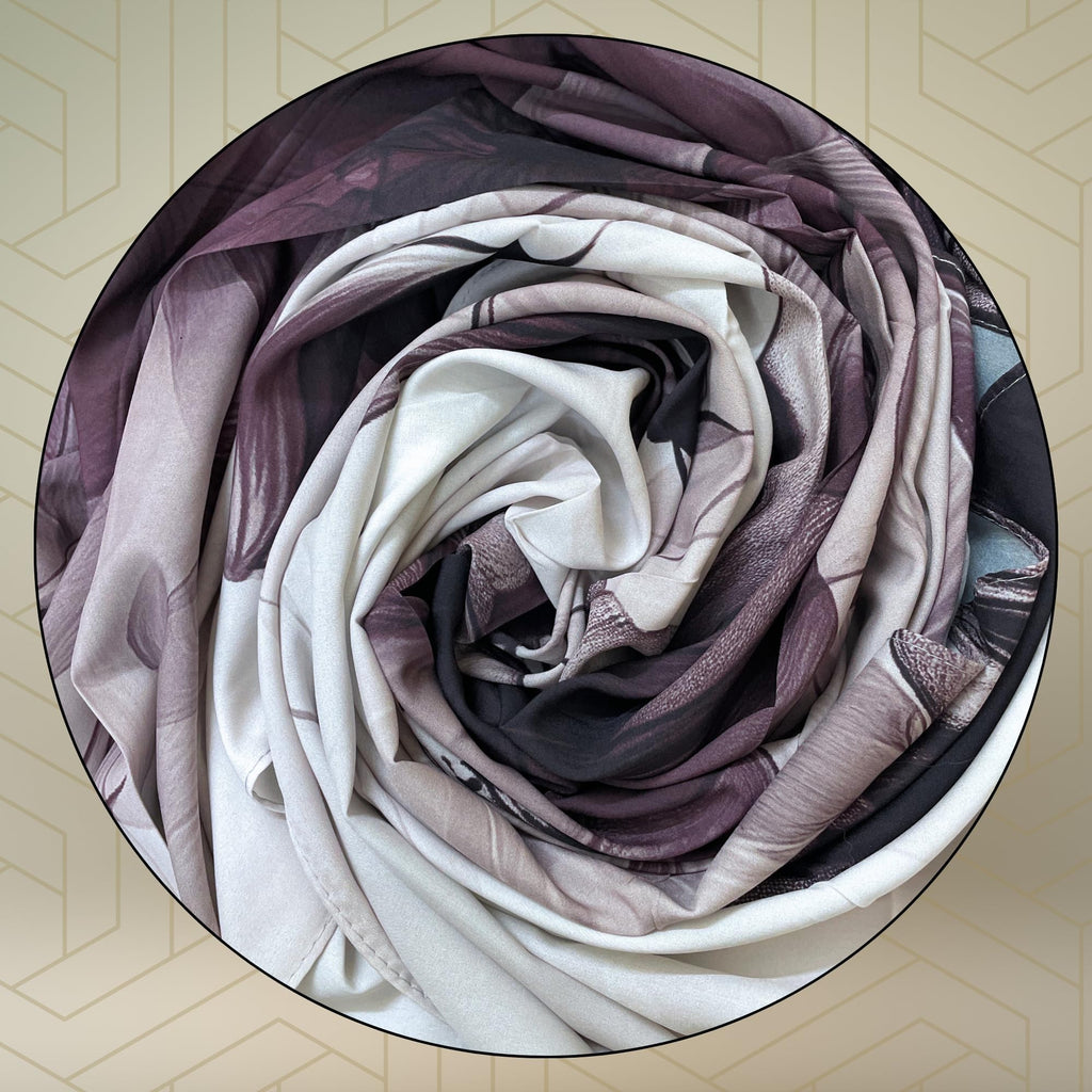 FAHABO Iconic Collection Digital Print Swiss Butter Cotton Scarf Stole for Women (Moss Grey - Gy)