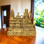 Kridaykraft Metal Shree Ram Mandir Architectural Model Prabu Shri Ram Janam Bhumi Ayodhya Showpiece for Home Decor, Office | Metal Showpiece - 22 X 21 Cm, Gold