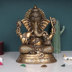 ARTVARKO Brass Ganesh Bhagwan Idol Ganesha Statue Ganpati Murti for Home Entrance Decor Diwali Gift Height 12 Inch