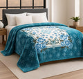 BSB HOME Supersoft Printed Mink Blanket for Heavy Winter – 600 GSM Ultra Soft Luxurious Embossed Double Bed Blanket, Warm & Fluffy Cozy for Extreme Cold Weather (Teal & White, 230 x 220 Cm, 3.5 Kg) Kafalo