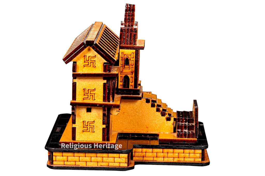 Religious Heritage Badrinath Temple in Wood 3D Big Size (Brown)