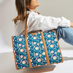 TEAL BY CHUMBAK Women's Office Tote Bag, Printed Canvas Shoulder Bag for College, Work and Travel, Stylish and Durable with Laptop Compartment