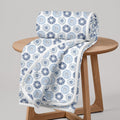 Divine Casa Floret 100% Cotton Single Dohar | 120 GSM | Soft & Lightweight Throw Blanket | Cozy & Breathable Bedding | All-Season Comfort | 210 x 140 CM, Blue Beige Kafalo