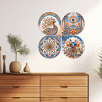Artvibes Folk Nature Wooden Wall Hanger for Home Decor | Living Room | Festive Decor | Decoration Wall Hanging Items | Wall Illustrations | Aesthetic Wall Art | Unique Gift Items (WH_8463N), Set of 4