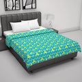Divine Casa 120 GSM Microfiber Double Dohar | Soft & Lightweight Throw Blanket | Cozy & Breathable | All-Season Comfort | 220 x 205 CM | Geometric Pattern, Teal & Yellow Kafalo