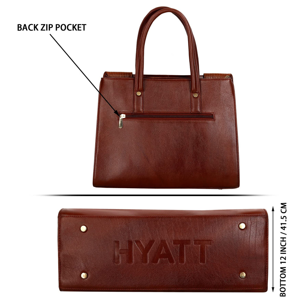 RICHSIGN LEATHER ACCESSORIES Full-Grain Natural Cro Leather Top-Handle satchel Tote Handbags & Shoulder Sling Bags For Women Office Branded Stylish Latest Size- L-13 X H-10 x W- 5 Inch