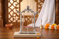 KridayKraft Aluminium Pipe Palna Silver/Laddu Gopal Jhula for Home Decor, Pooja, and Janmashtami.