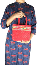 srishopify handicrafts MINI Handbags for Girls Stylish Handmade Banjara Traditional Small Bags Hand Purse Cotton Red Original Thread Work Pouch