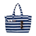 AQVA Striped Beach/Pool Cotton Western Tote Bag For Women With 4 Outer Pockets|Large Capacity|Stylish Multipurpose Handbag|Resuable Shoulder Bag For For Office, Travel, Beach & Work (Navy Blue)