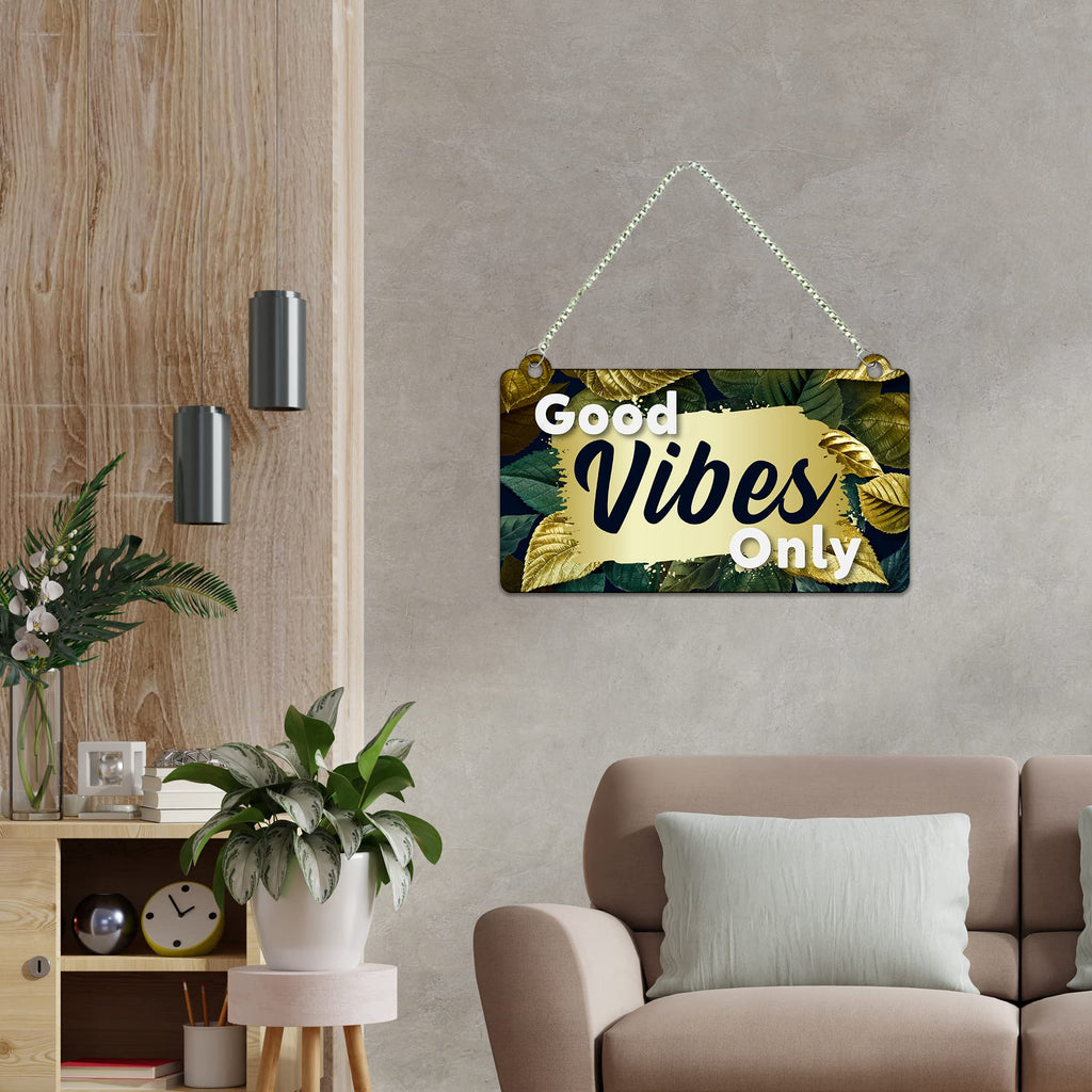 Artvibes Good Vibes Only Decorative Wall Hanging Ornaments | Quotes Decor Item | Wall Poster | Office Decor | Inspirational Quotes Wall Art | Mdf Wall Decoration | Gift Items (WH_3508N)