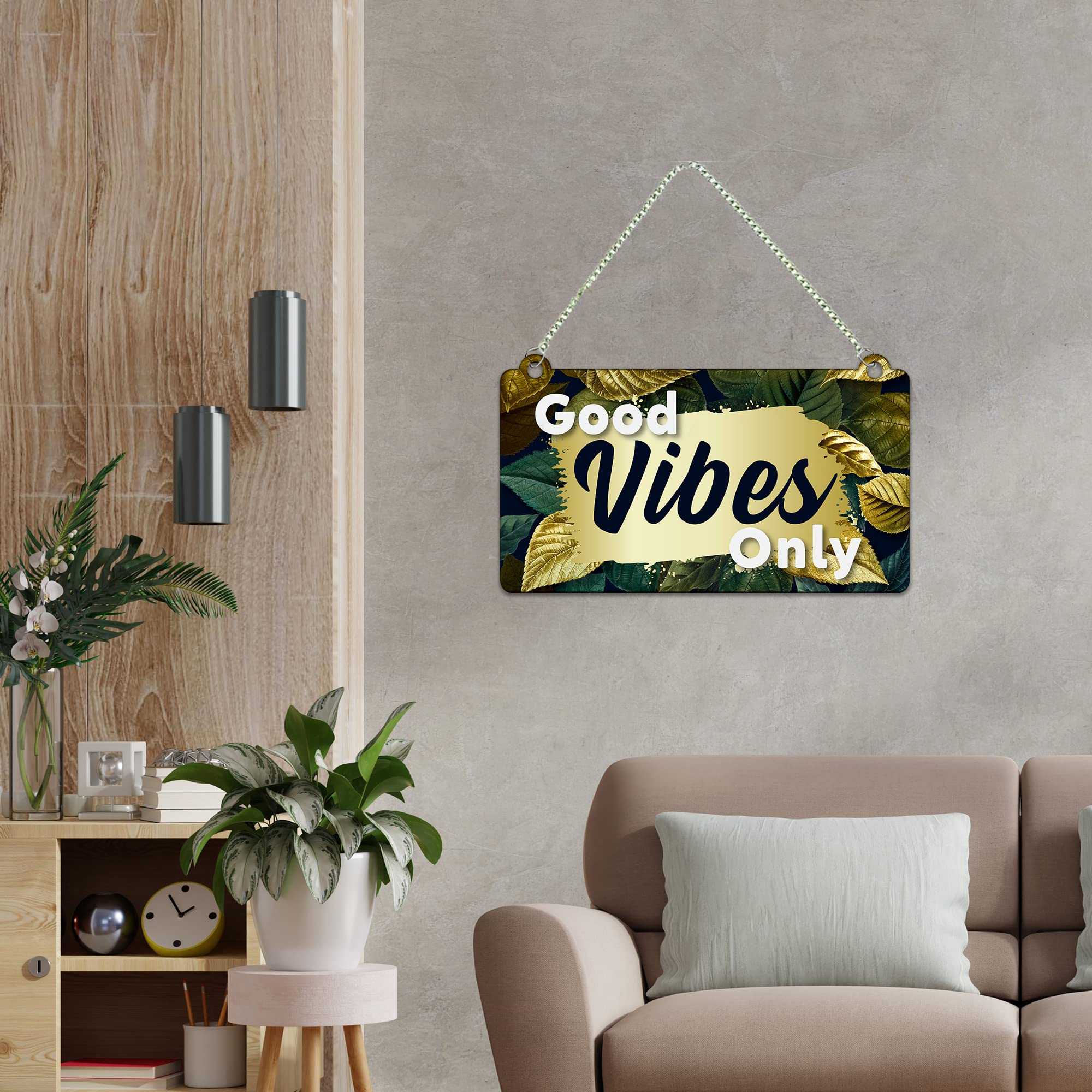 Artvibes Good Vibes Only Decorative Wall Hanging Ornaments | Quotes Decor Item | Wall Poster | Office Decor | Inspirational Quotes Wall Art | Mdf Wall Decoration | Gift Items (WH_3508N)