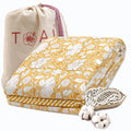 TOAIArt Premium Jaipuri Dohar | AC Blanket Summer Quilt | Hand Block Printed | 3 Layers | Reversible | 150GSM 100% Mulmul Cotton | 100% Cotton Flannel Filling | Single 60 X 90 |Mustard Kalamkari Kafalo