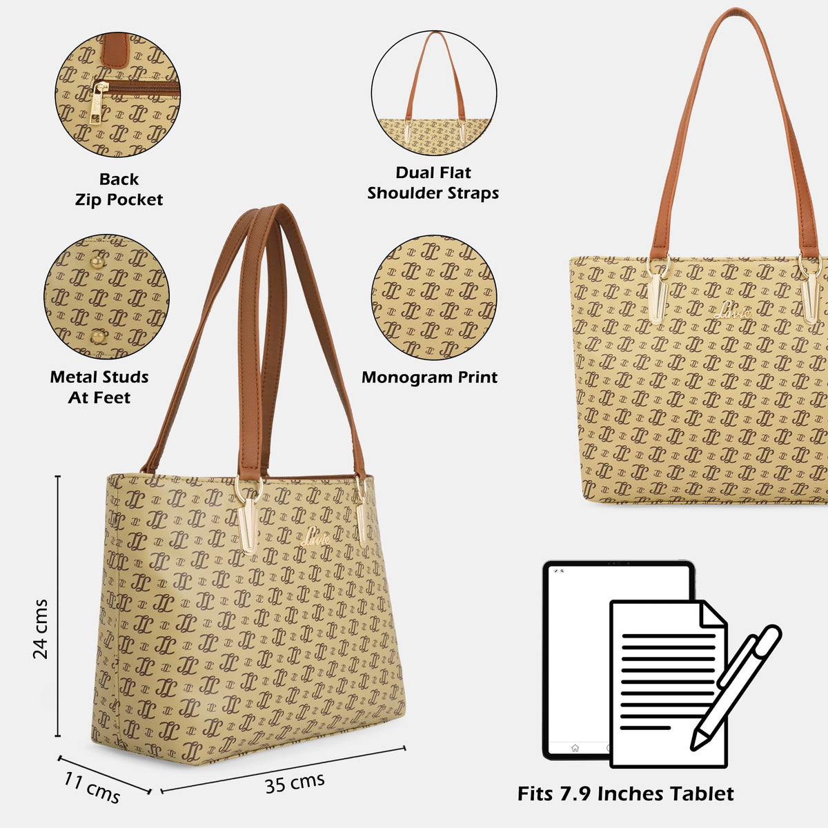 Lavie Kathy Monogram LL Print Tote | Ladies Purse Handbags | Gift for Women