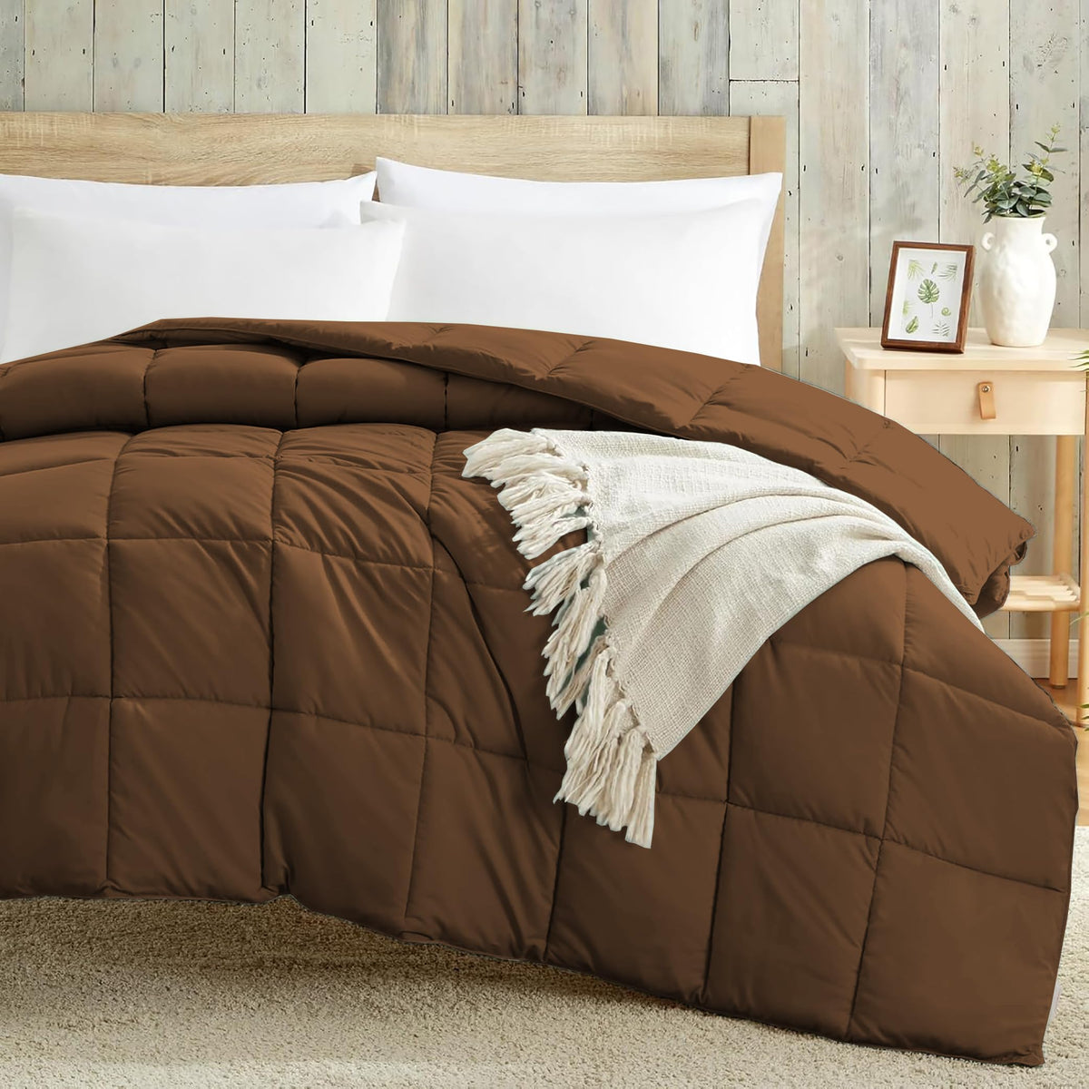 Luxury 100 GSM Summer Comforter Double Bed All Season AC Comforter/Blanket/Duvet Soft & Breathable Lightweight (90 X 100 Inches) - Double Bed Comforter - Chocolate Brown Color Kafalo