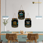 Artvibes Good Food Good Mood Quote Printed Wooden Wall Hanging for Kitchen | Cafe | Restaurant | Dining Room | Quotes Decor Item | Wall Poster | Food Quotes Decoration | Gift Items(WH_8920N), Set of 3
