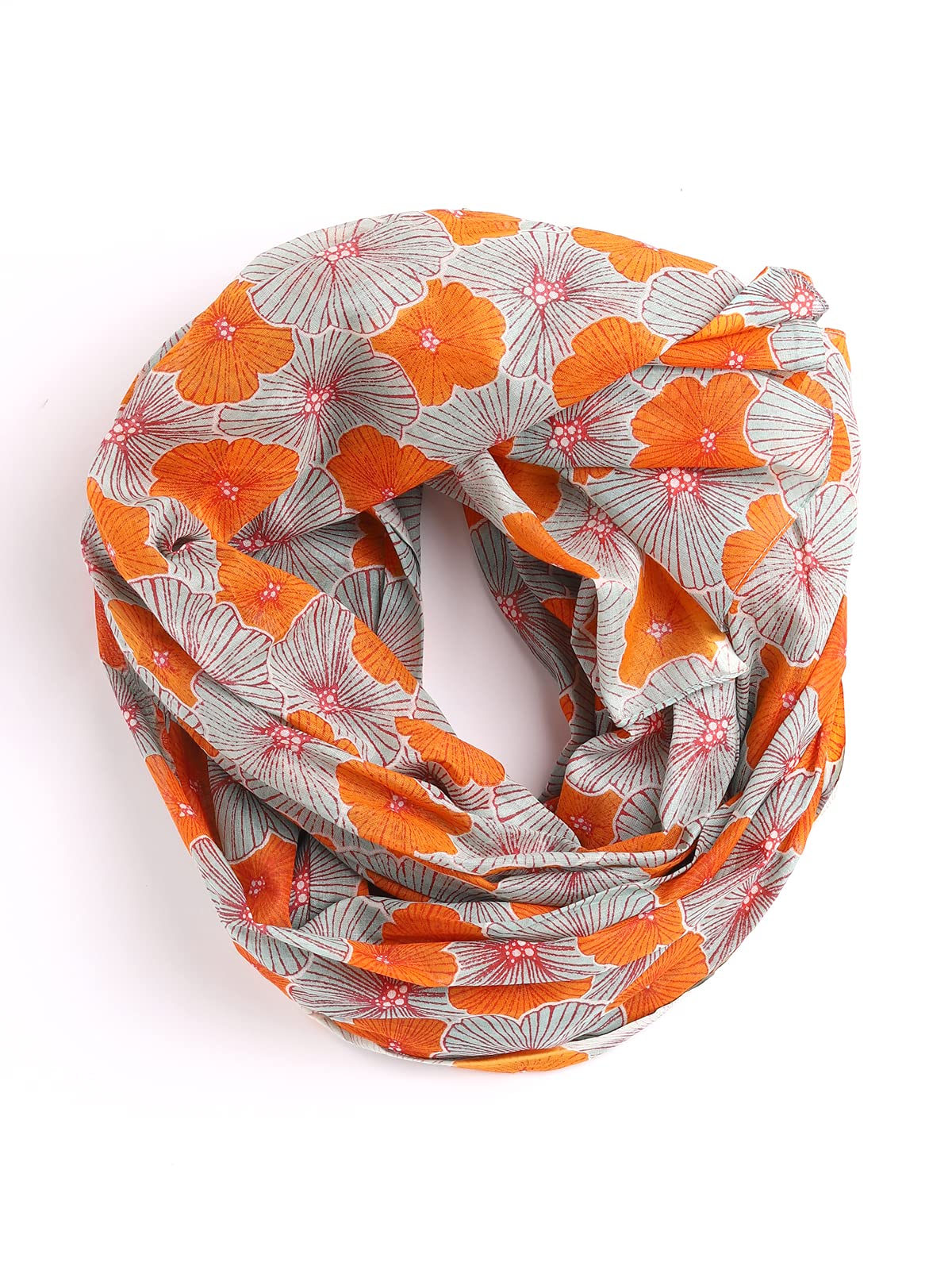 AQVA Printed Cotton Scarf for Women Stylish (Baghiya Aquamarine Orange) | Head and Face Cover Scarf for Girls with Cotton | Soft & Lightweight Scarves/Stoles for all Weather (72 x 43 in)