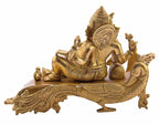 ARTVARKO Large Size Brass Ganesh Bhagwan Idol Resting Position Virajman on Designer Peacock Couch Ganesha Ganapati Ganpati Puja Decor Gift