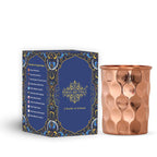 INDIAN ART VILLA Pure Copper Plain Glass with Diamond Hammered Design, Drinking Serving Water, Yoga Ayurveda, Volume-300 ml