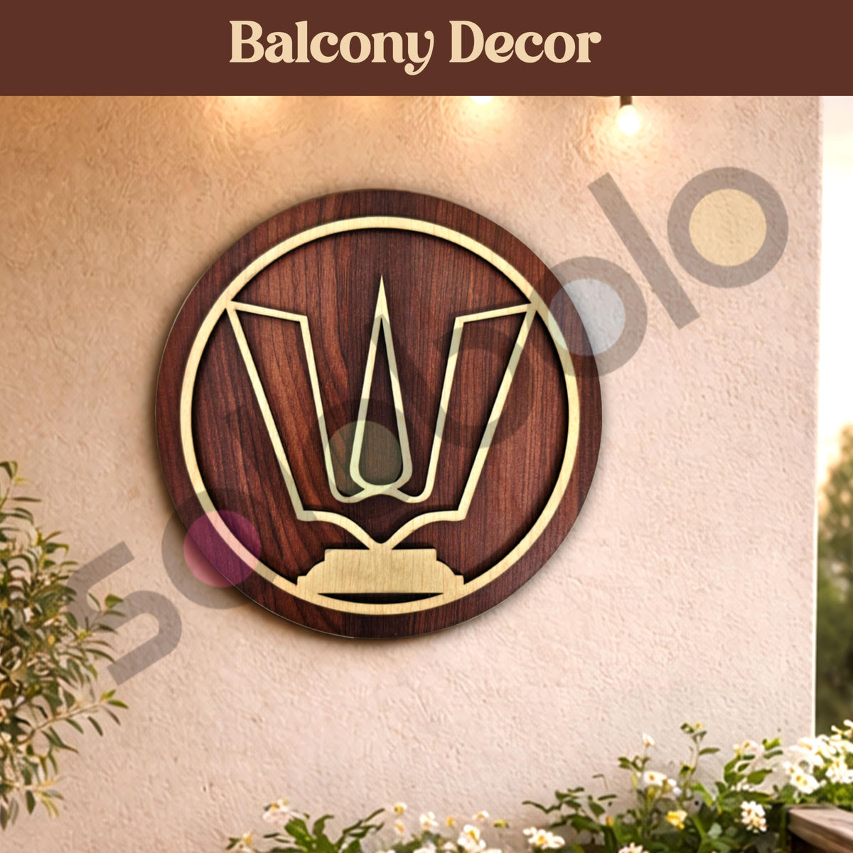 SOLOBOLO Shanku Chakra Naman - A Sacred Symbol of Lord Venkateswara/Balaji MDF Spiritual Wall Hanging | Mandir & Home Temple Decor for Pooja Room, Office & Entrance (6 Inch)