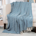 HOMADORN All Season Cotton Weaved Throw Blanket for Bed/Sofa 50x70 INCHES (Teal) Kafalo