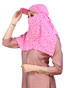 7 season's Cotton Short Scarf Cum Mask Universal Size/Usable for vehicle Driver for sunlight UV protection/Pink Printed Design (Cap_Pink Heart, Free)