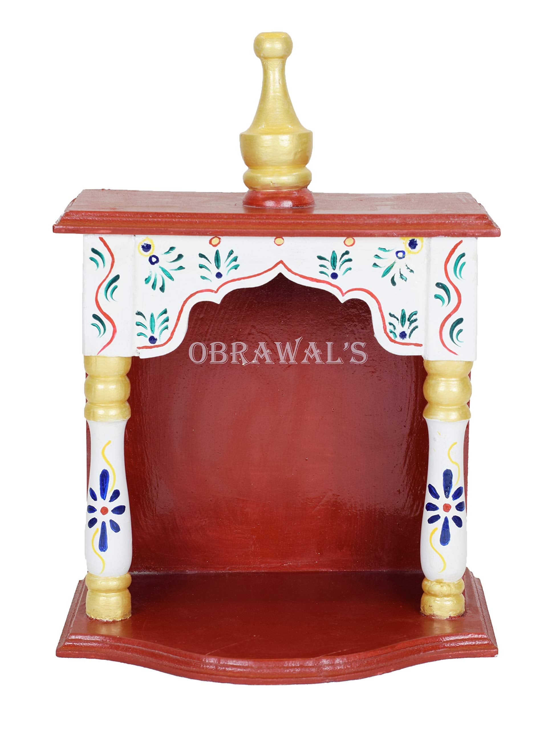 OBRAWAL Temple | Home Temple | Office Temple | Wooden Temple | Pooja Mandir for Home | Temple for Home - [LxWxH] (8x6x12, WTEM01A)