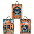 Artvibes Taj Mahal, Peacock & Elephant Cultural Indian Modern Art Decorative Wall Art MDF Wooden Wall Hanger for Home | Home Decor | Aesthetic Wooden Decor | Art Print | Gift (WH_9664N), Set of 3