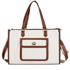 PRD Craft Women’s Canvas Laptop Tote Bag | 15.6 Inch Laptop Compartment | Large Office Work Shoulder Bag for Travel
