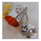 Indian Art Villa Steel Copper Floral Design Jug Pitcher with Lid, Storage & Serving Water, Beneficial for Health, Volume-2000 ML