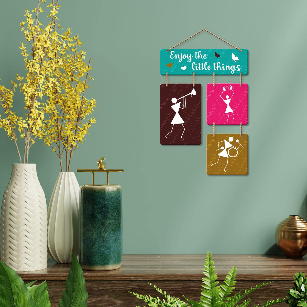 Artvibes Enjoy The Little Things Wall Hanging Wooden Art | Quotes Decor Item | Wall Poster | Office Decor | Inspirational Quotes Wall Art | Mdf Wall Decoration | Unique Gift Items (WH_6503N)