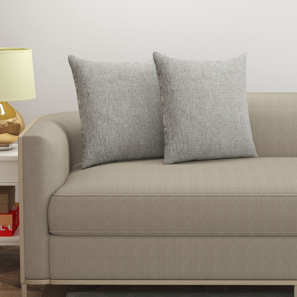 Yellow Weaves Jute Texture 250 TC Cushion Covers, 24 X 24 Inches, Grey, Set Of 2