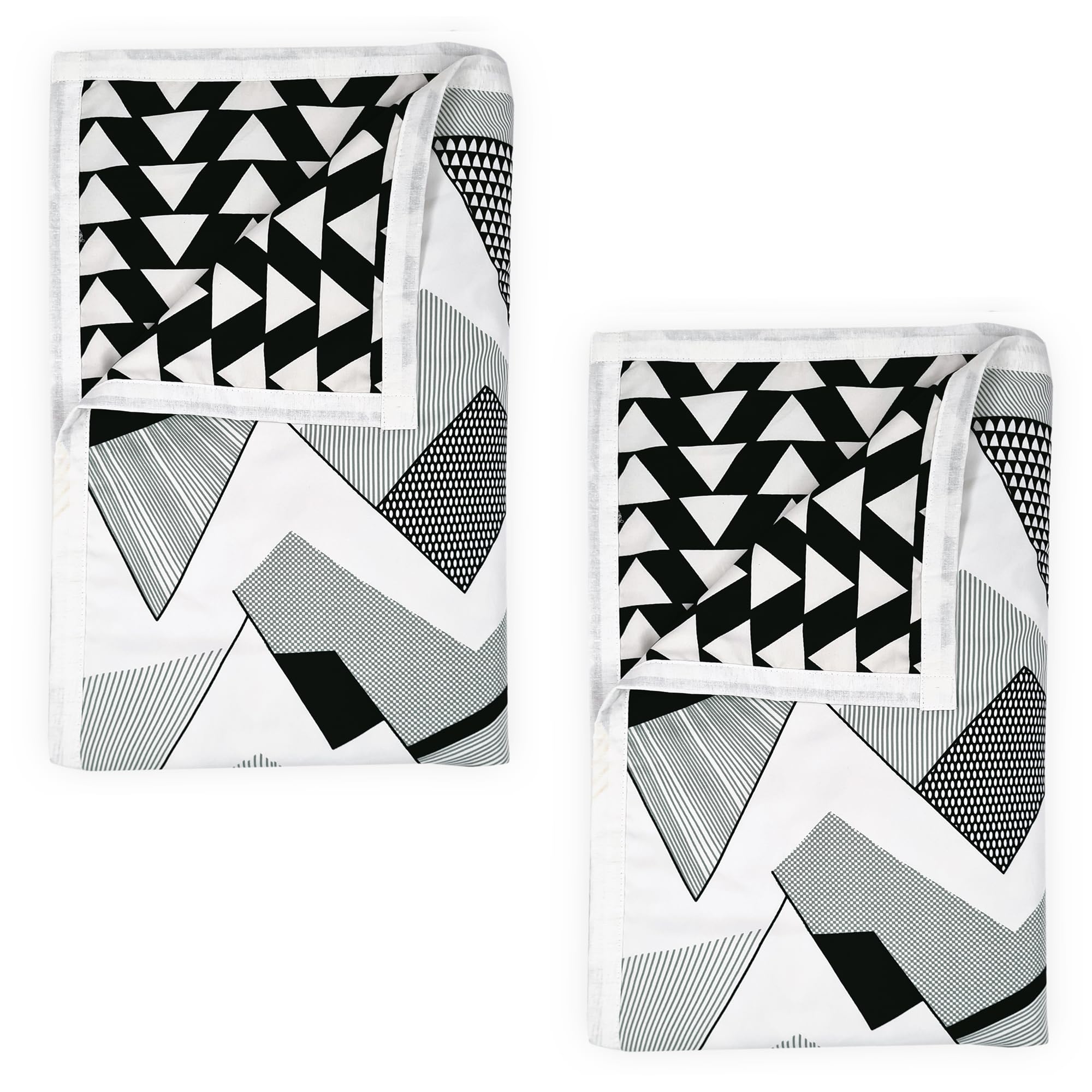 Divine Casa Microfiber All-Weather 120 GSM Printed Lightweight Reversible Single Bed AC Dohar Blanket Set of 2 - D Black and White| TC - 120 Kafalo