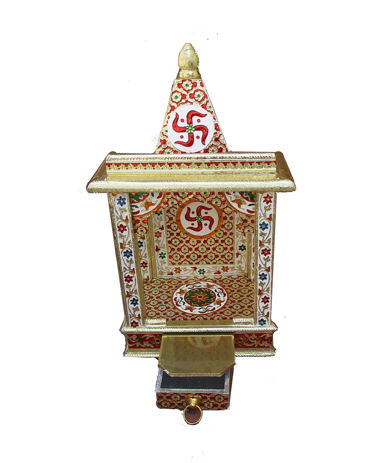 Primium Wooden Meenakari Temple/Home Mandir (14 inch)