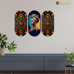 Artvibes African Lady and Mandala Pattern Decorative MDF Wooden Wall Art for Home | Room Decoration | Handcrafted Art | Aesthetic Wooden Decor | Artworks Hangings | Ideal Gifts (WH_9017N), Set of 3