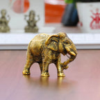 KridayKraft African Elephants Animal Decorative Showpiece Figurine Metal Handcrafed Gold Toned Antique Finish, Home Decor