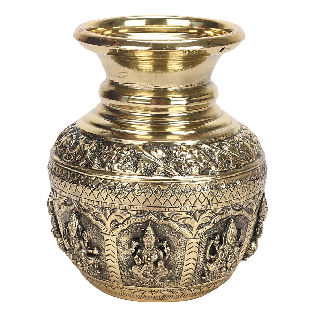 ARTVARKO Brass Ashtalakshmi Kalash Lota, 6 Inch