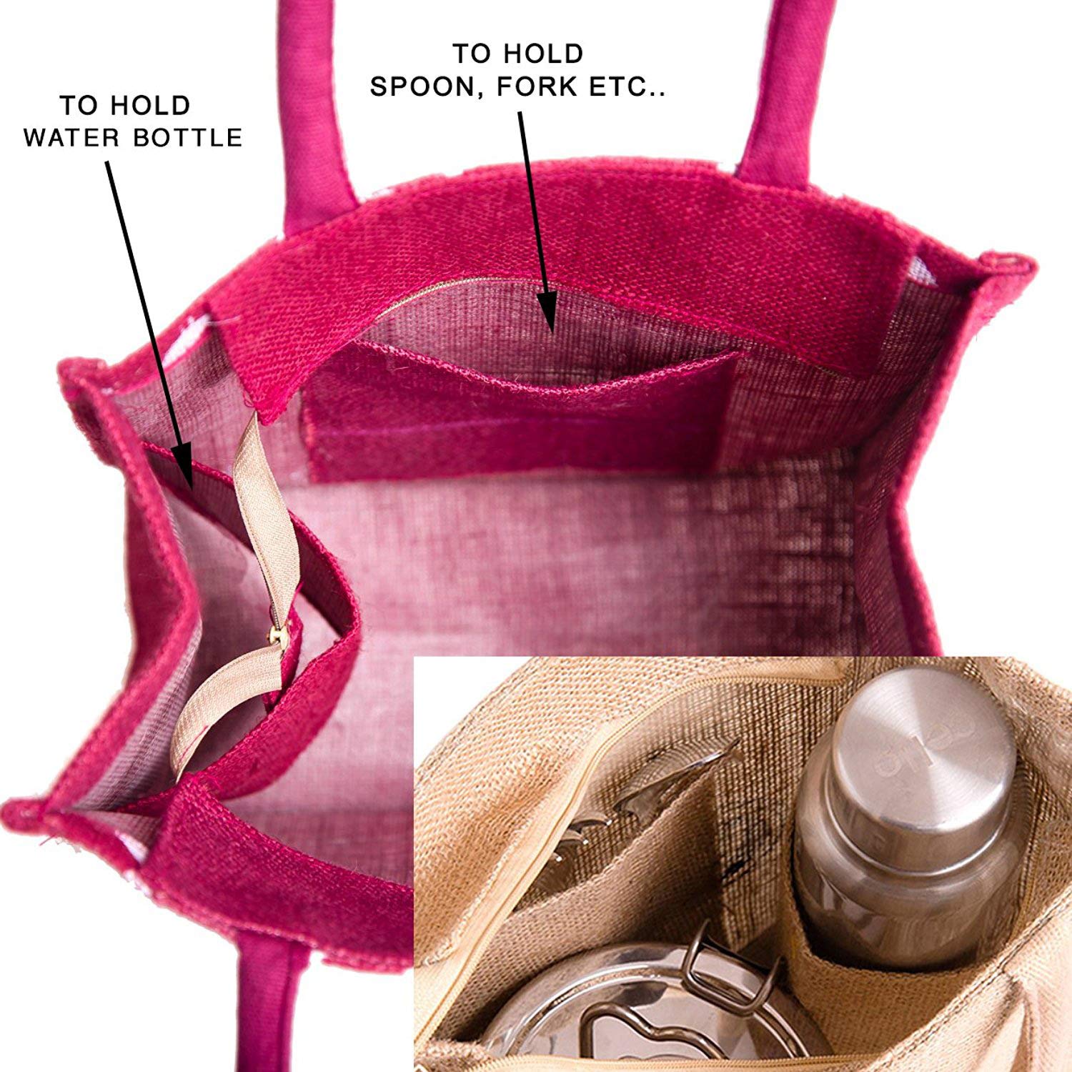 H&B Eco-Friendly Jute Bag for Women & Girls – Maroon Tote with White Heart Print | Reusable, Lightweight, Stylish Shopping & Gifting Bag Size:11x10x6 in