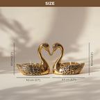 BEHOMA Metal Pair of Love Swans with 2 Tea Lights, Golden