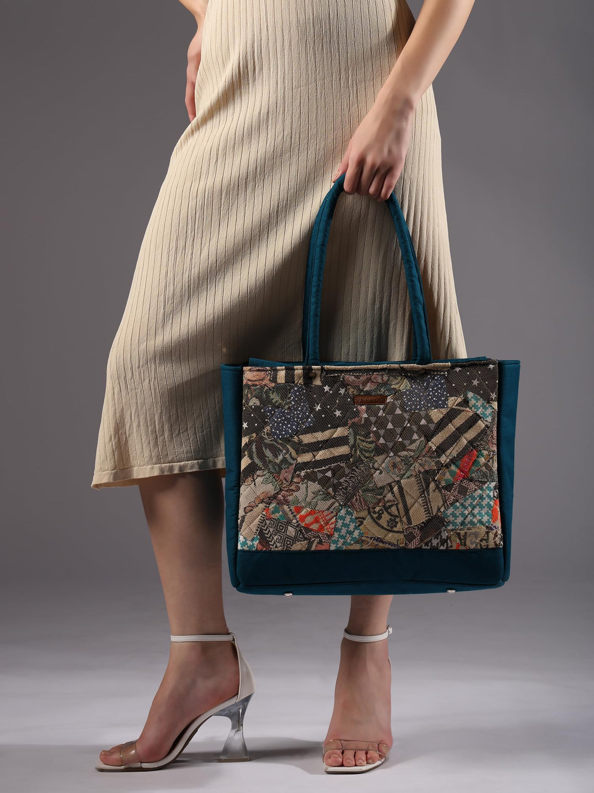 ENSAC Premium Cotton Tote Bag for Women, Stylish Handbag for women with Zip Closure | Fit for Office Bag, College, Travel Use | Handcrafted in India