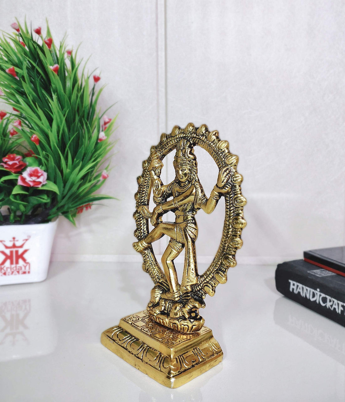 KridayKraft Shiva Idol Metal Statue for Home Decor,Gold Plated Dancing Shiva Natraja/Natrajan (Mahakal Murti) Murti Showpiece Figurine Decorative & Gifts Article...