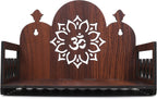GOJEEVA KRAFT Engineered Wood Hand Crafted Carved Pattern Home Temple for Idols Temple for Home and Office I OM DEVGHAR Carved | Set Top Box Stand I Wooden Mandir (Pack of 1) (Medium)
